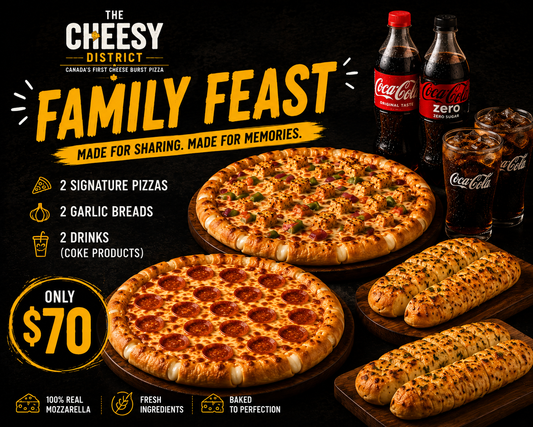 Family Feast - 2 Pizzas, 2 Garlic Bread, 2 Drinks